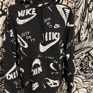 Nike Black and White Graphic Hoodie